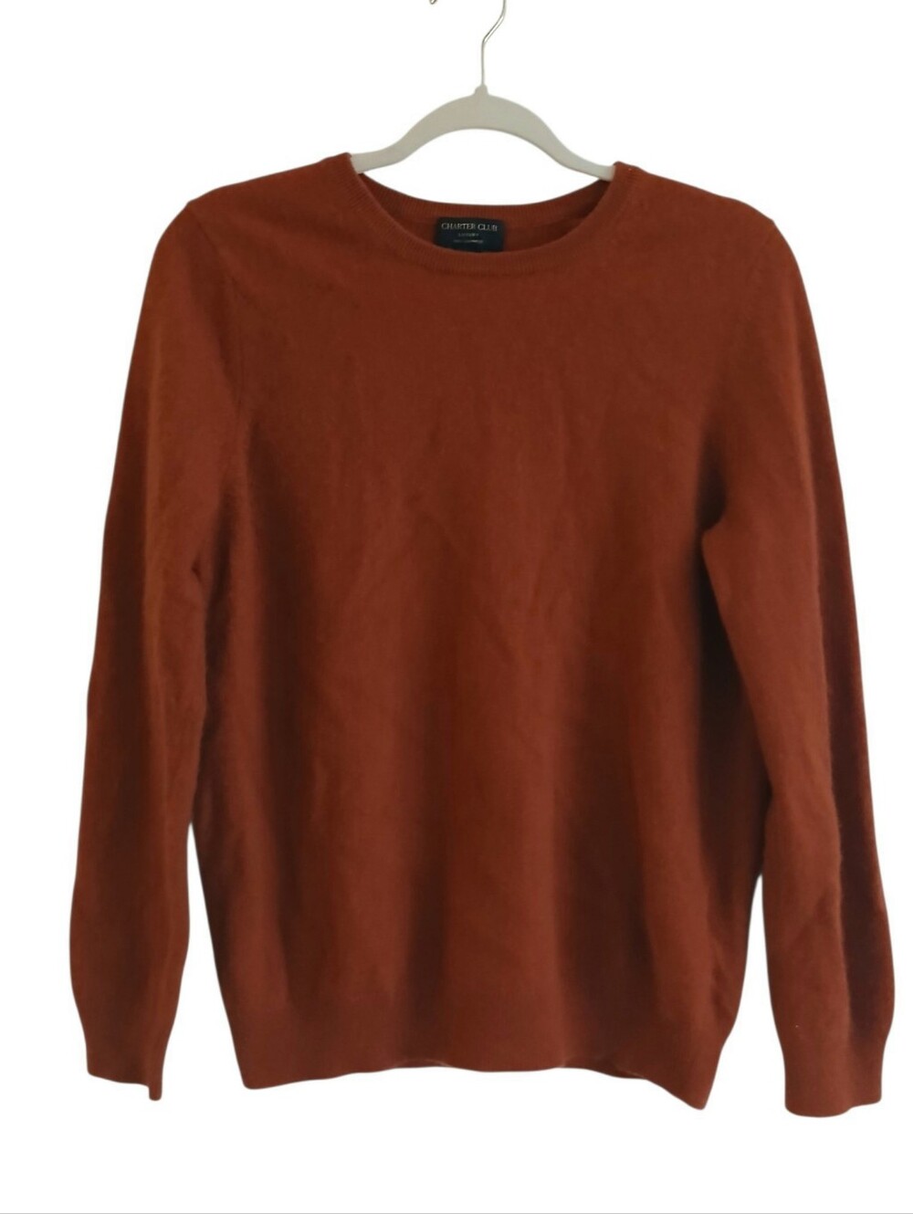Charter Club Luxury 100% Cashmere Classic Fit Sweater L Burnt Orange Quiet Lux
